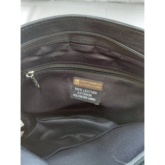 Great American Leather Works Shoulder Bag Cross Body Business Goth Pebbled - Picture 5 of 16